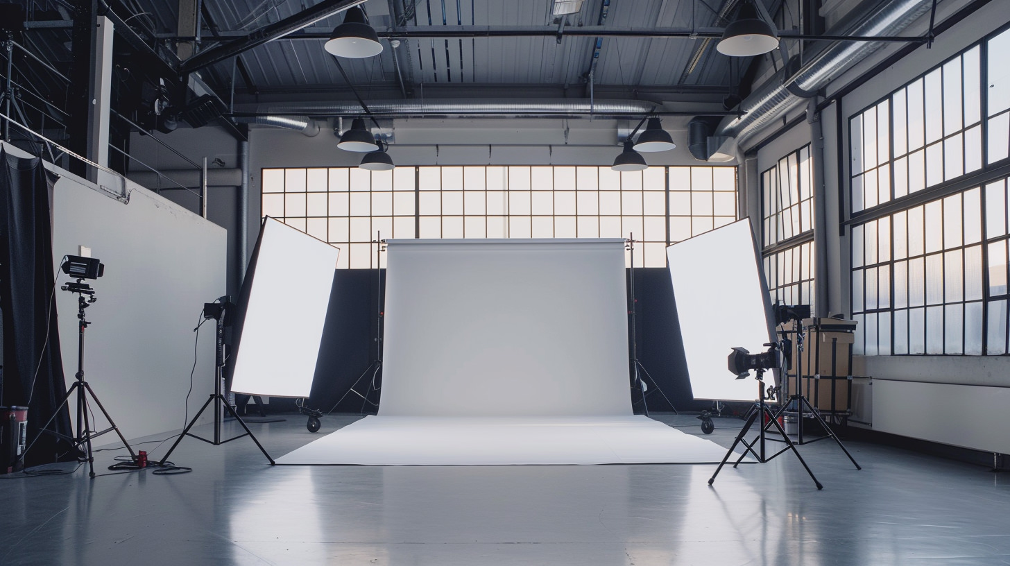 Visite virtuelle studio photographe - Studio Bettina Rheims avec éclairages professionnels et œuvres aux murs